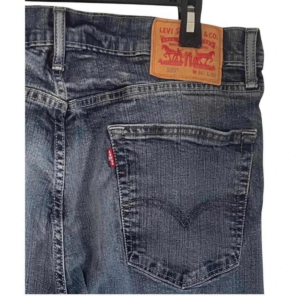 Levis 505 Regular Fit Jeans Mens 36x32 Dark‎ Wash Blue Straight Leg Denim Pants